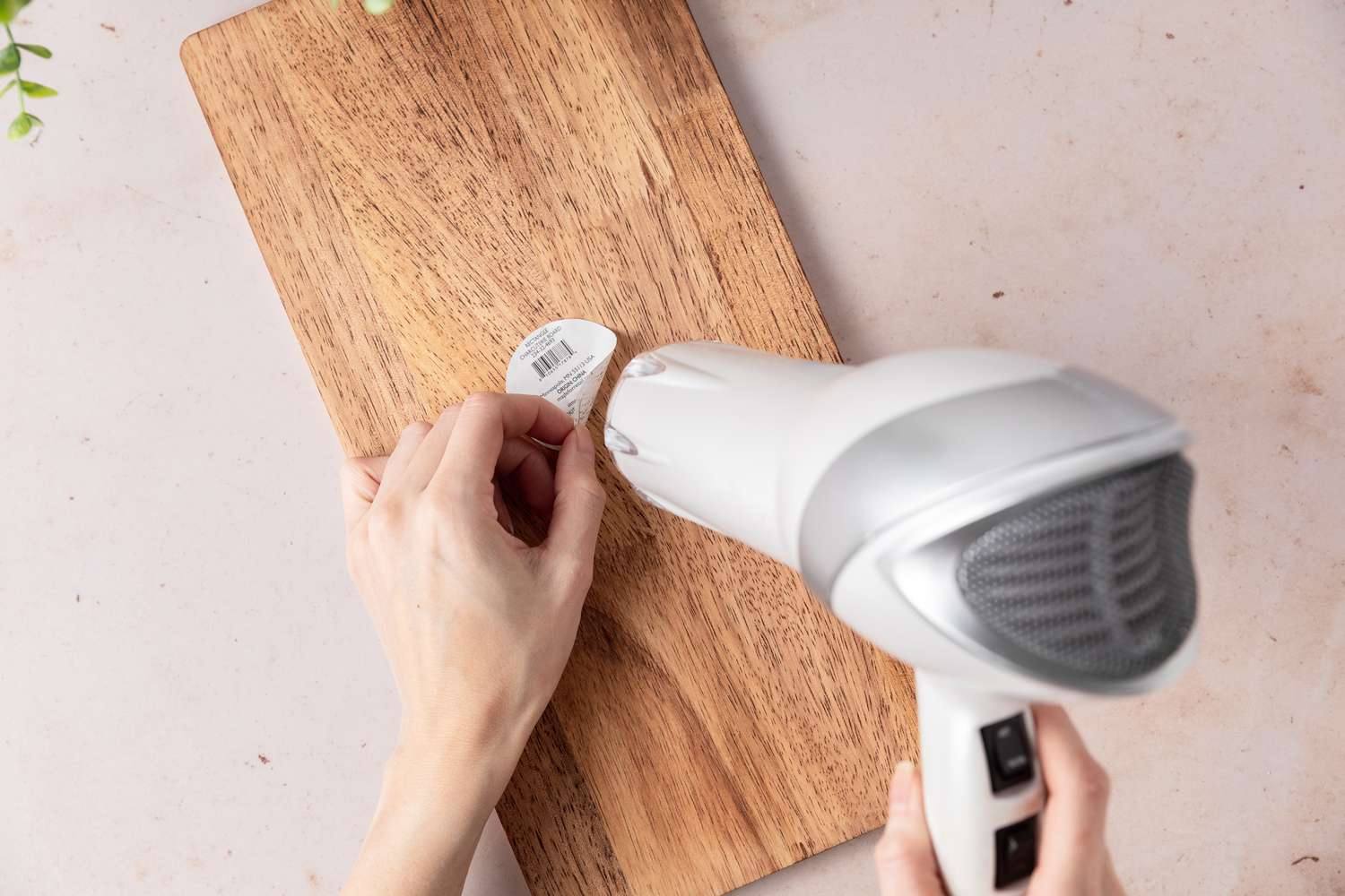 use hair dryer for removing stickers and labels